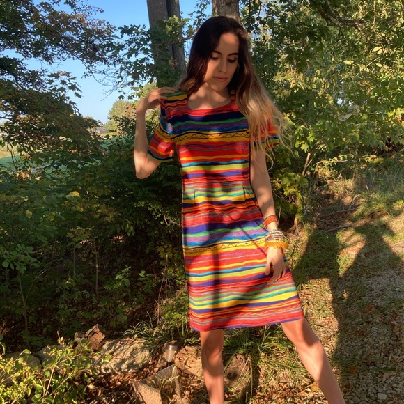 Vintage 80s Sag Harbor Rainbow Party Dress - Picture 13 of 14
